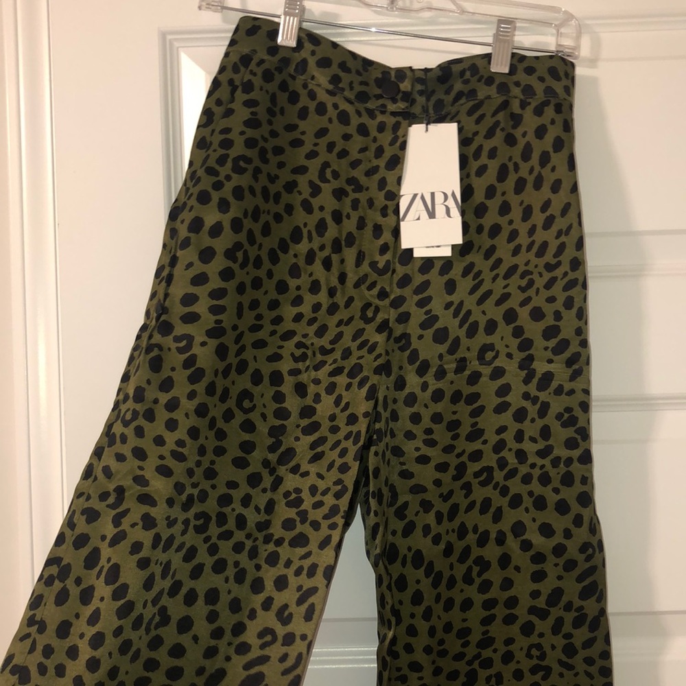 NWT!!! Zara Leopard print silk trousers